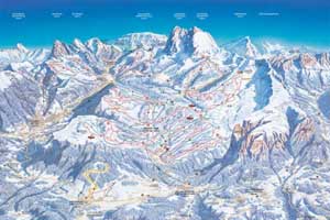 Mapa tras narciarskich ośrodka Seiser Alm / Alpe di Siusi