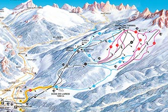 Mapa tras narciarskich ośrodka Val di Fiemme Alpe Cermis