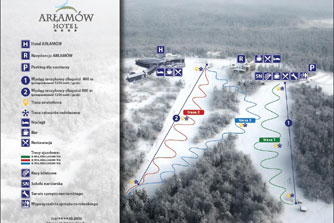 Mapa tras narciarskich ośrodka Arłamów