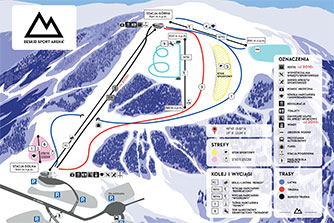 Mapa tras narciarskich ośrodka Szczyrk Beskid Sport Arena