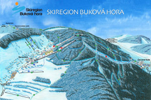 Mapa tras narciarskich ośrodka Červena Voda