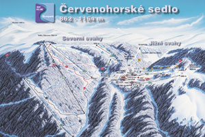 Mapa tras narciarskich ośrodka Červenohorské sedlo