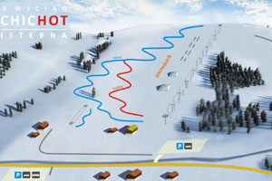 Mapa tras narciarskich ośrodka Istebna Nartus