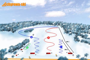 Mapa tras narciarskich ośrodka Chyrowa Chyrowa-Ski