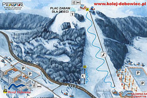 Mapa tras narciarskich ośrodka Bielsko-Biała Dębowiec