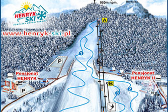 Mapa tras narciarskich ośrodka Krynica-Zdrój Henryk Ski