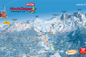 Mapa tras narciarskich ośrodka Hochzeiger