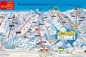 Mapa tras narciarskich ośrodka Hochzillertal Zillertal