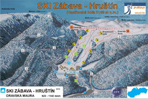 Mapa tras narciarskich ośrodka Hrustin Ski Zabava