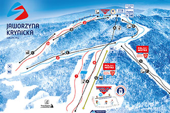 Mapa tras narciarskich ośrodka Krynica-Zdrój Jaworzyna Krynicka