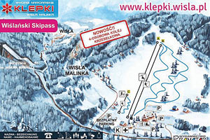 Mapa tras narciarskich ośrodka Wisła Klepki