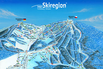 Mapa tras narciarskich ośrodka Klinovec