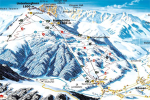 Mapa tras narciarskich ośrodka Koessen