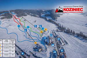 Mapa tras narciarskich ośrodka Czarna Góra Koziniec