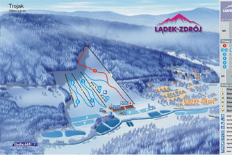 Mapa tras narciarskich ośrodka Lądek Zdrój