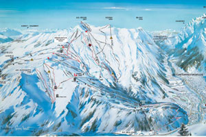 Mapa tras narciarskich ośrodka Les Contamines Evasion Mont Blanc