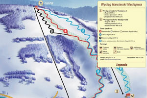 Mapa tras narciarskich ośrodka Rabka Maciejowa