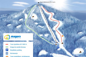 Mapa tras narciarskich ośrodka Małastów Magura Ski Park