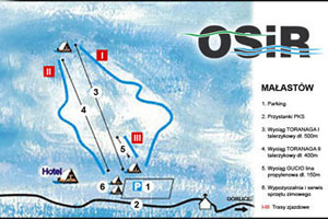 Mapa tras narciarskich ośrodka Małastów OSiR