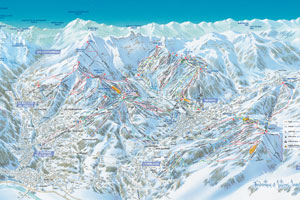 Mapa tras narciarskich ośrodka Megeve Evasion Mont Blanc