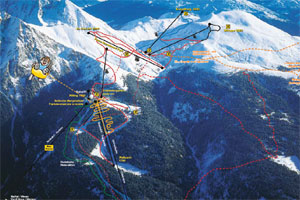 Mapa tras narciarskich ośrodka Meran 2000