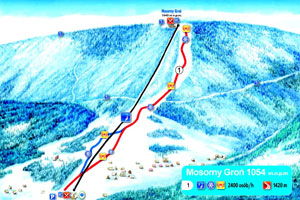 Mapa tras narciarskich ośrodka Zawoja Mosorny Groń