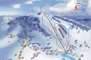 Mapa tras narciarskich ośrodka Koniaków Ochodzita