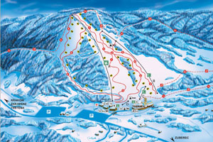 Mapa tras narciarskich ośrodka Oravice Meander Skipark