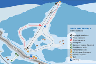 Mapa tras narciarskich ośrodka Ustroń Palenica