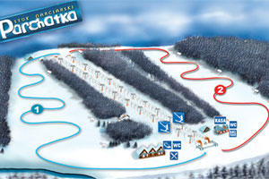 Mapa tras narciarskich ośrodka Parchatka