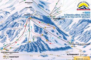 Mapa tras narciarskich ośrodka Radstadt - Altenmarkt