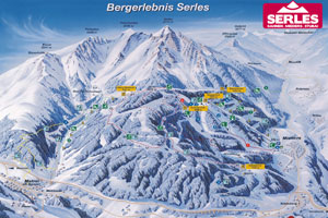 Mapa tras narciarskich ośrodka Mieders Serles