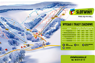 Mapa tras narciarskich ośrodka Krynica-Zdrój Słotwiny Arena