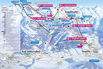 Mapa tras narciarskich ośrodka Bad Mitterndorf Tauplitz