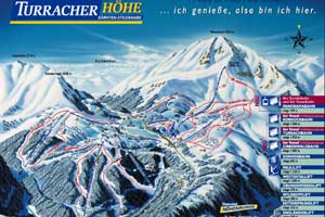 Mapa tras narciarskich ośrodka Turracher Hoehe