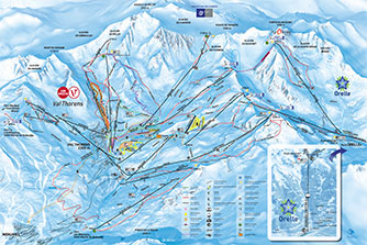 Mapa tras narciarskich ośrodka Val Thorens 3 Doliny