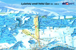Mapa tras narciarskich ośrodka SkiResort Cerna hora - Pec Velka Upa