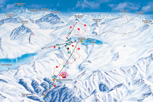 Mapa tras narciarskich ośrodka Weissee Glacier World