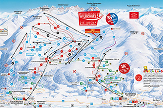 Mapa tras narciarskich ośrodka Wildkogel Arena