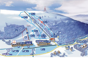 Mapa tras narciarskich ośrodka Istebna Zagroń