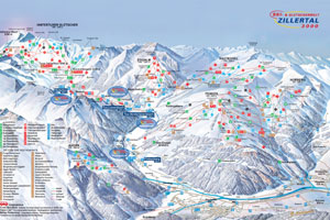 Mapa tras narciarskich ośrodka Finkenberg Zillertal