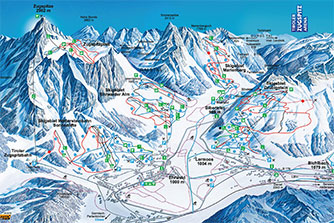 Mapa tras narciarskich ośrodka Lermoos Grubigstein - Tiroler Zugspitz Arena