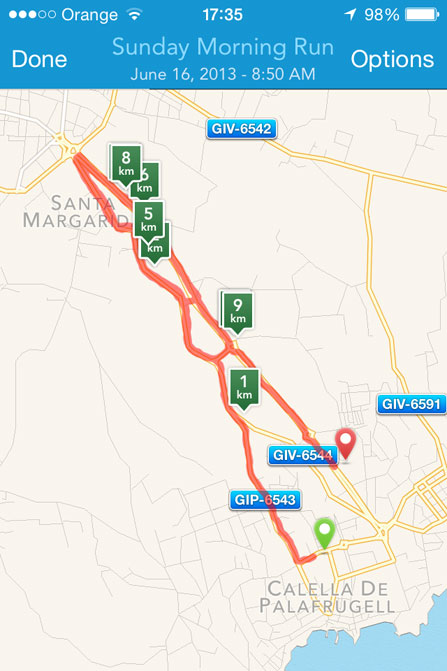 Trasa biegu w Hiszpanii - aplikacja Runkeeper Trasa biegu w Hiszpanii - aplikacja Runkeeper