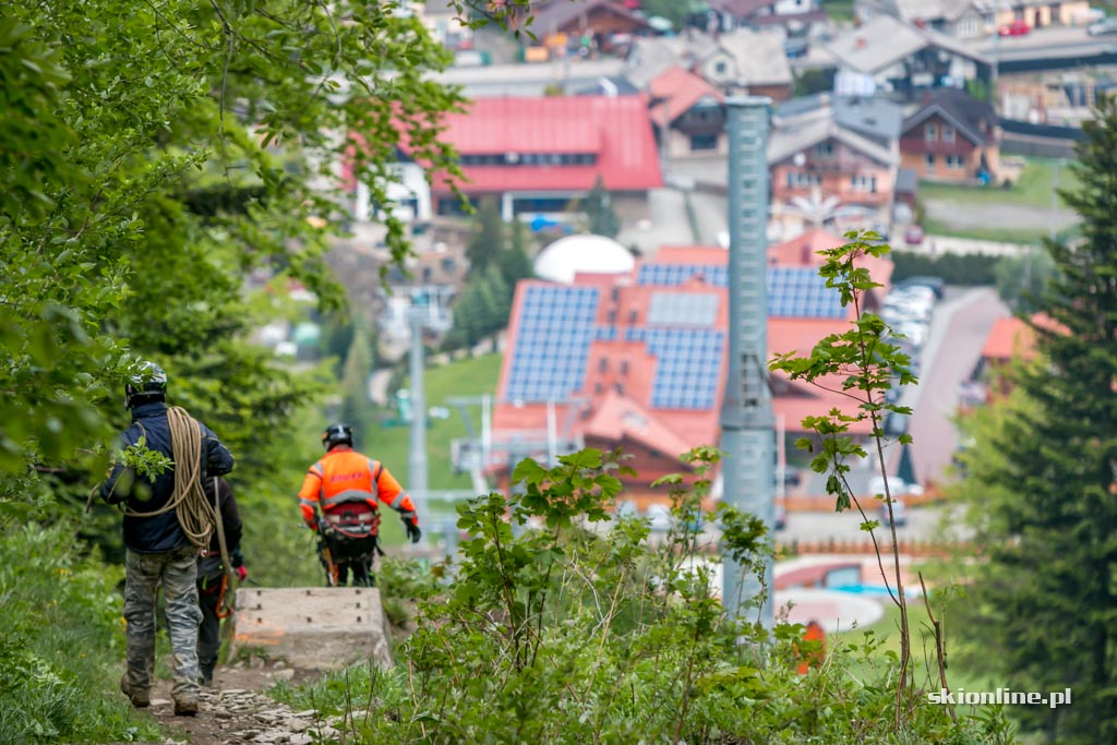 Galeria: Śmigłowiec nad Szczyrkiem - budowa nowej kolei