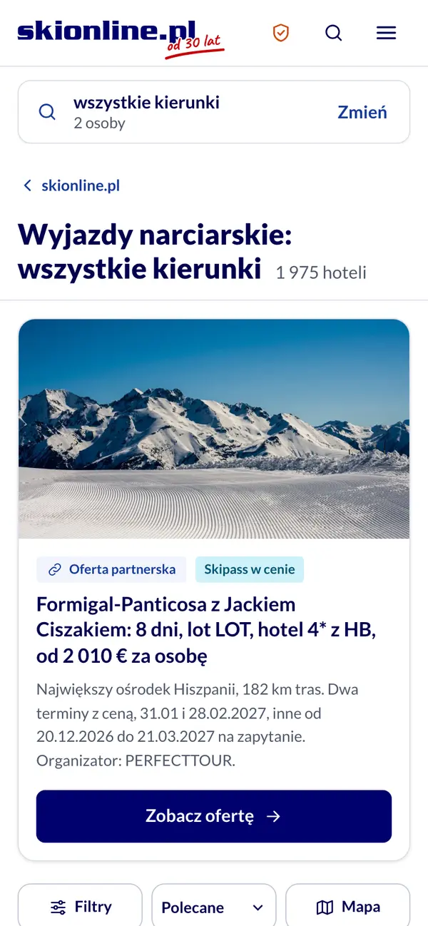 Wyjazdy narciarskie na telefonie: wyjazd do Formigal z lotem, hotelem i ceną za osobę