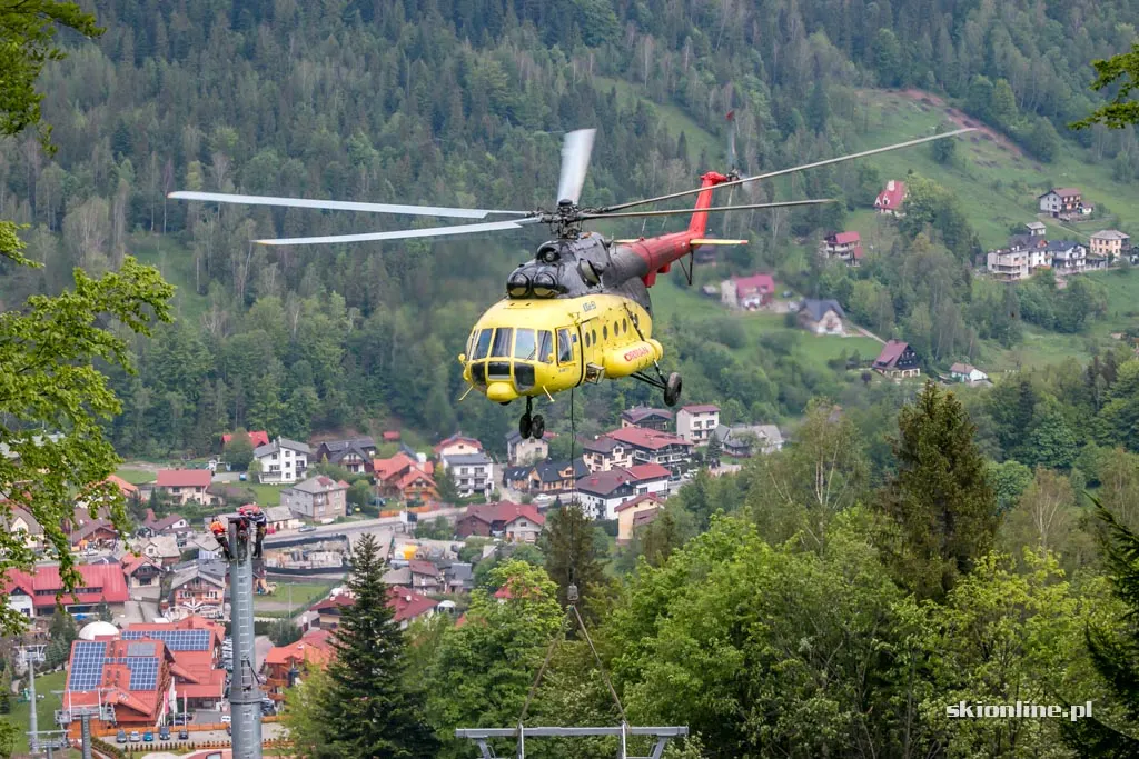Śmigłowiec nad Szczyrkiem. Budowa nowej kolei, zdjęcie 34