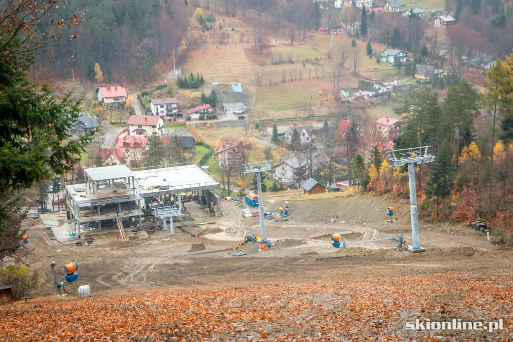 Beskid Sport Arena: widok na dolny odcinek trasy i stacje dolną kolei, zdjęcie 27
