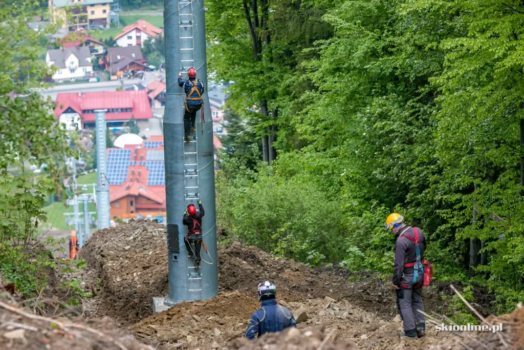 Śmigłowiec nad Szczyrkiem. Budowa nowej kolei, zdjęcie 14