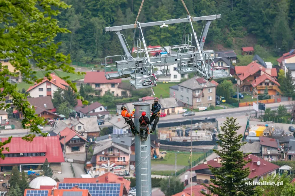 Śmigłowiec nad Szczyrkiem. Budowa nowej kolei, zdjęcie 39