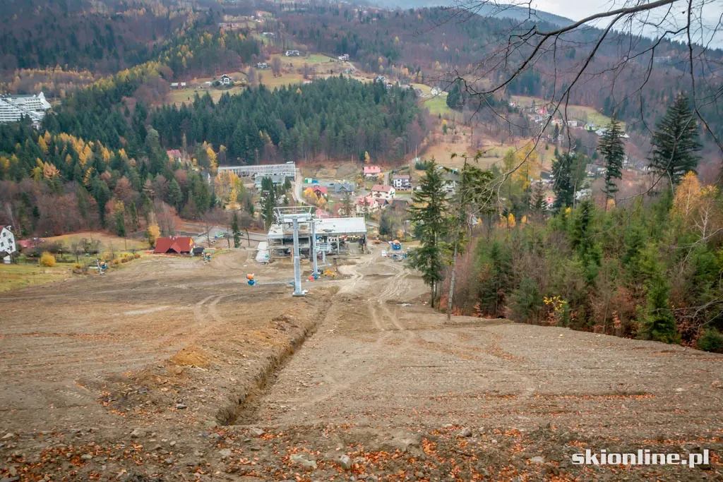 Beskid Sport Arena: widok na dolny odcinek trasy i stacje dolną kolei, zdjęcie 32